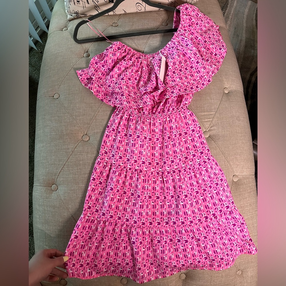 NWT Pink One Shoulder Baby Doll Summer Dress